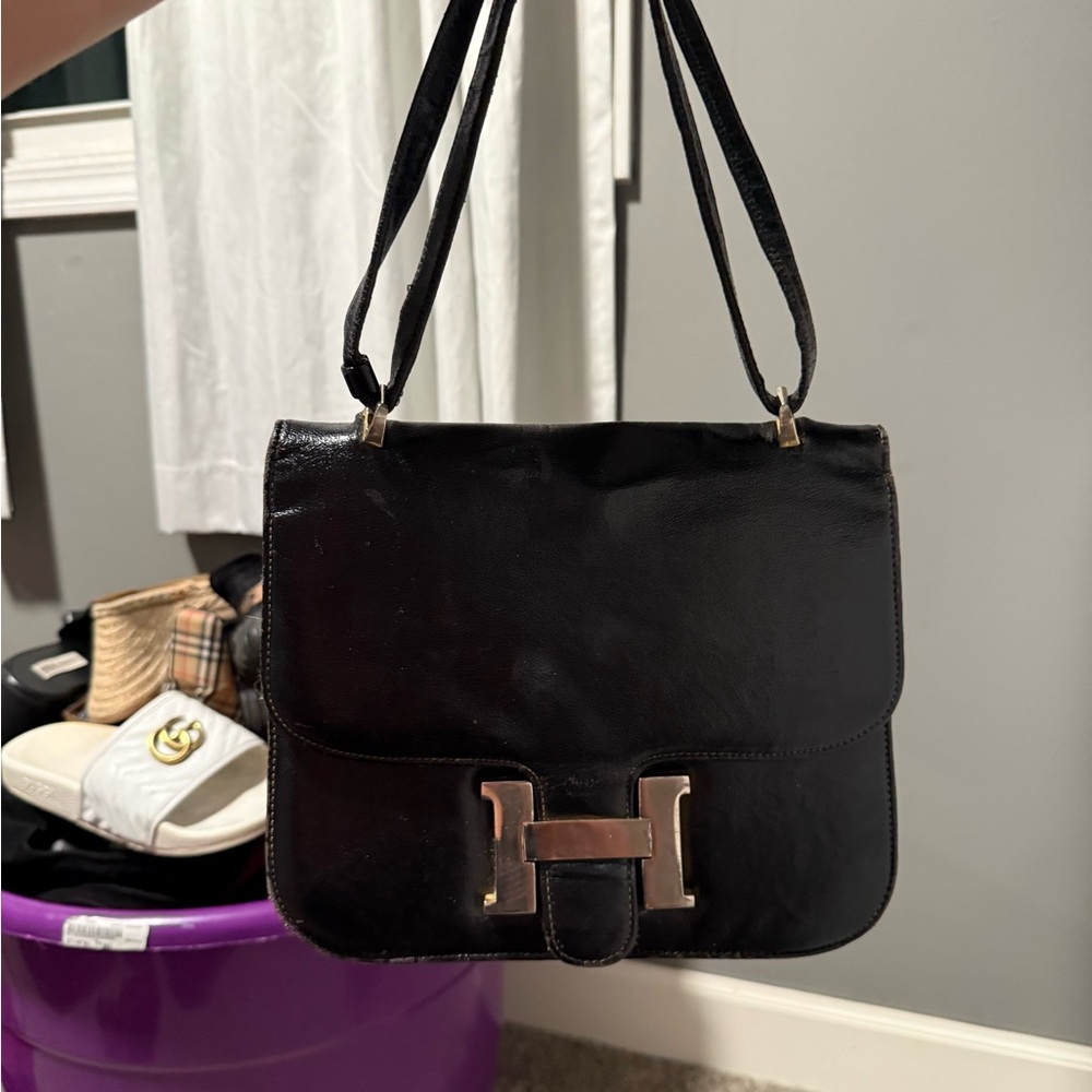 Black Leather Shoulder Bag